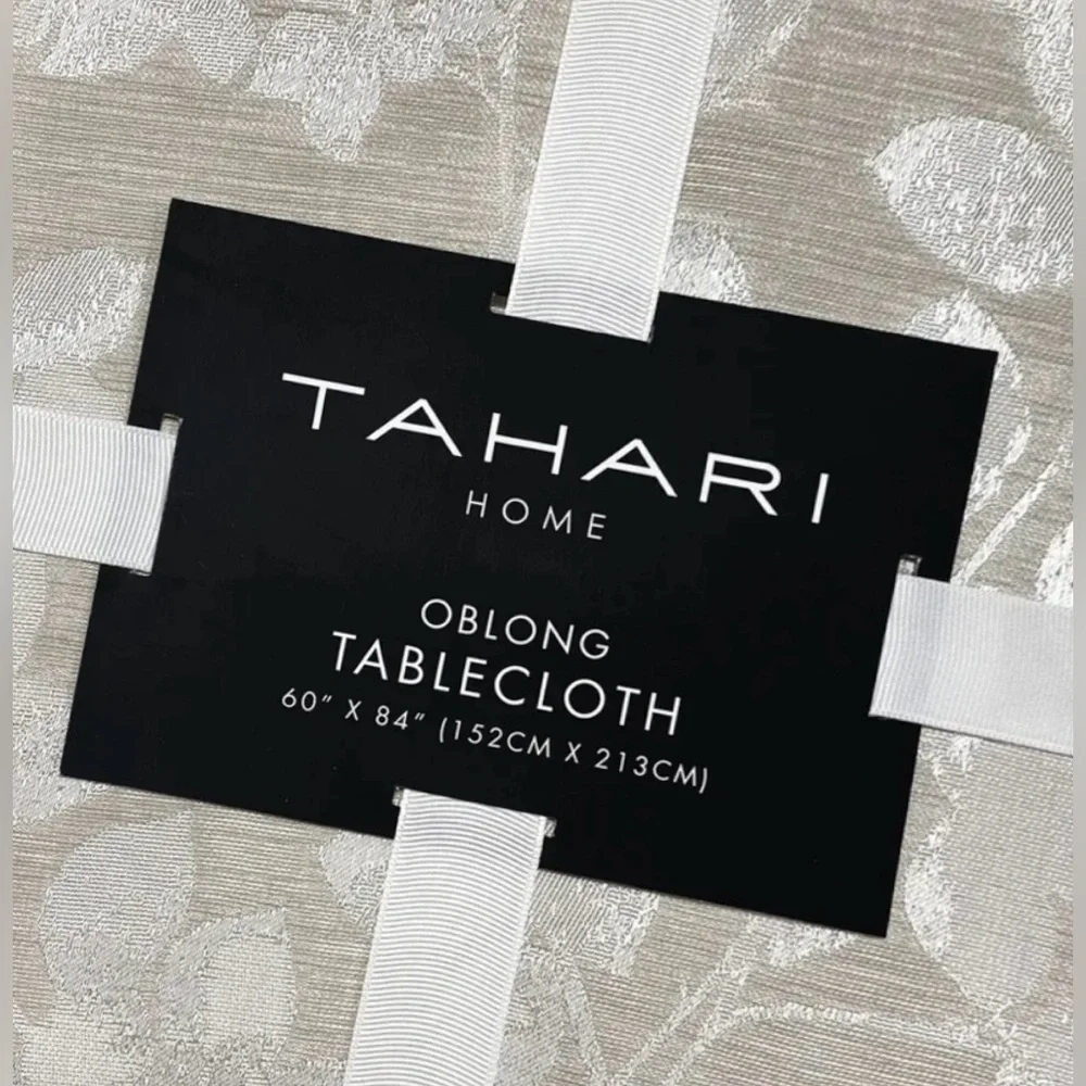 NEW TAHARI TABLECLOTH 60 X 84 GINKO LEAVES MOTIF SATEEN
